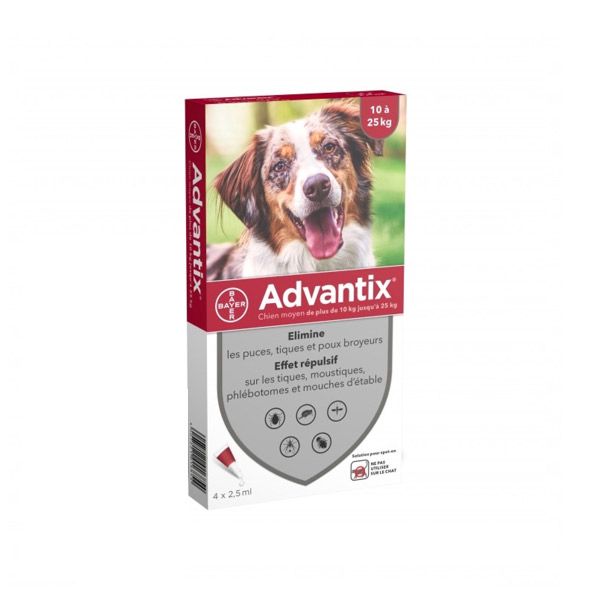 Bayer Advantix 250 Cão 10-25Kg 4 Pipetas