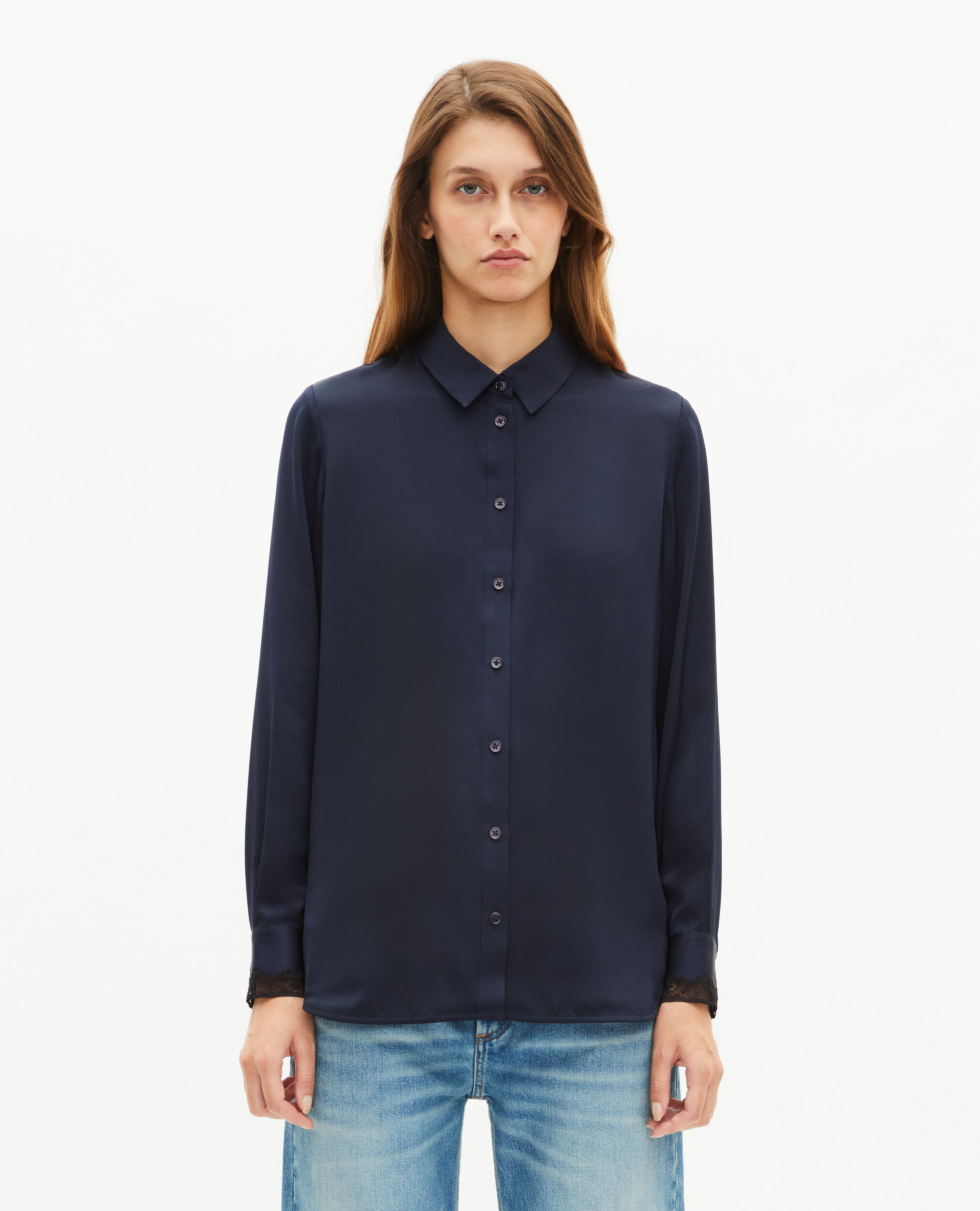 Chemise en soie marine