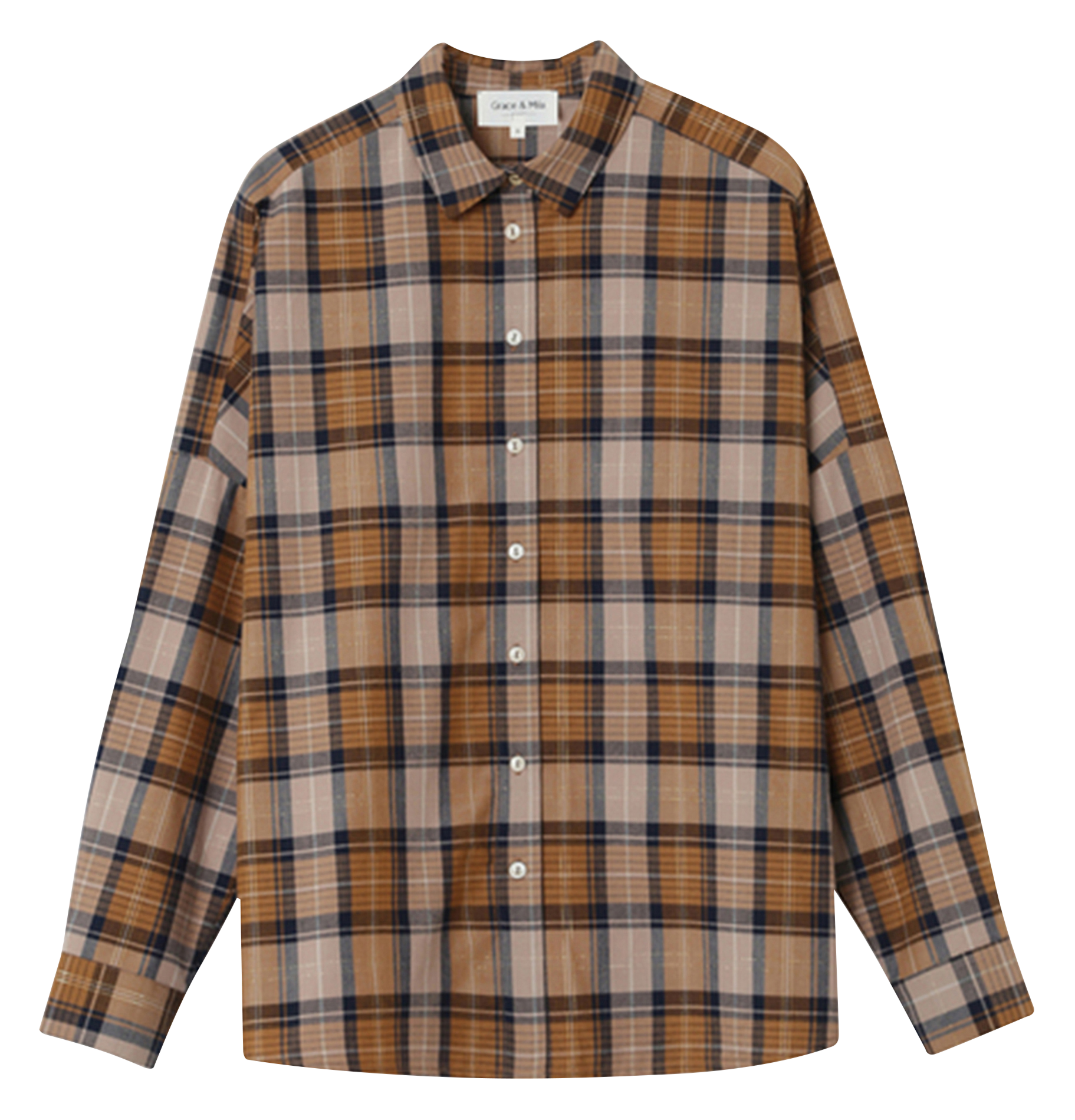 LISON - Chemise col classique imprimée à carreaux| Jaune