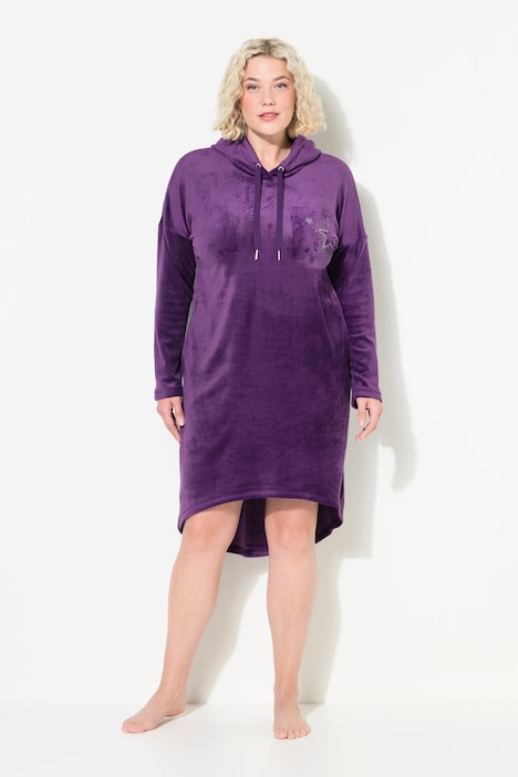 Loungewear-Nickikleid, Kapuze, Langarm, recycelt