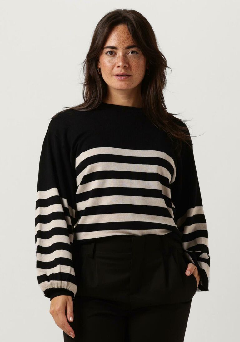 MINUS zwarte minus trui perla striped knit pullover
