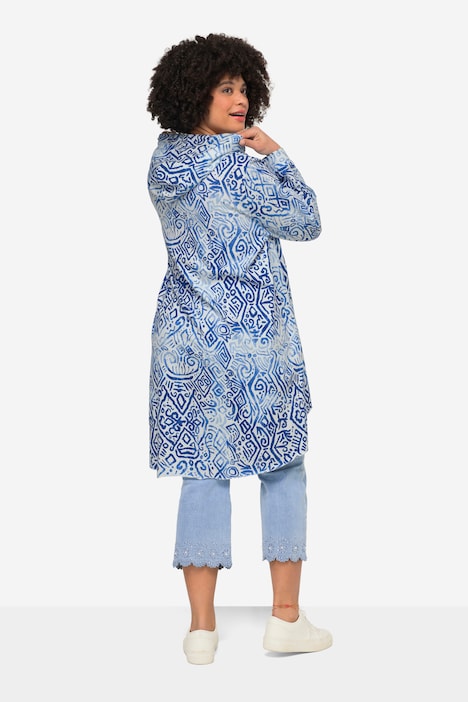 Long-Hoodie, Alloverdruck, Kapuze, Langarm