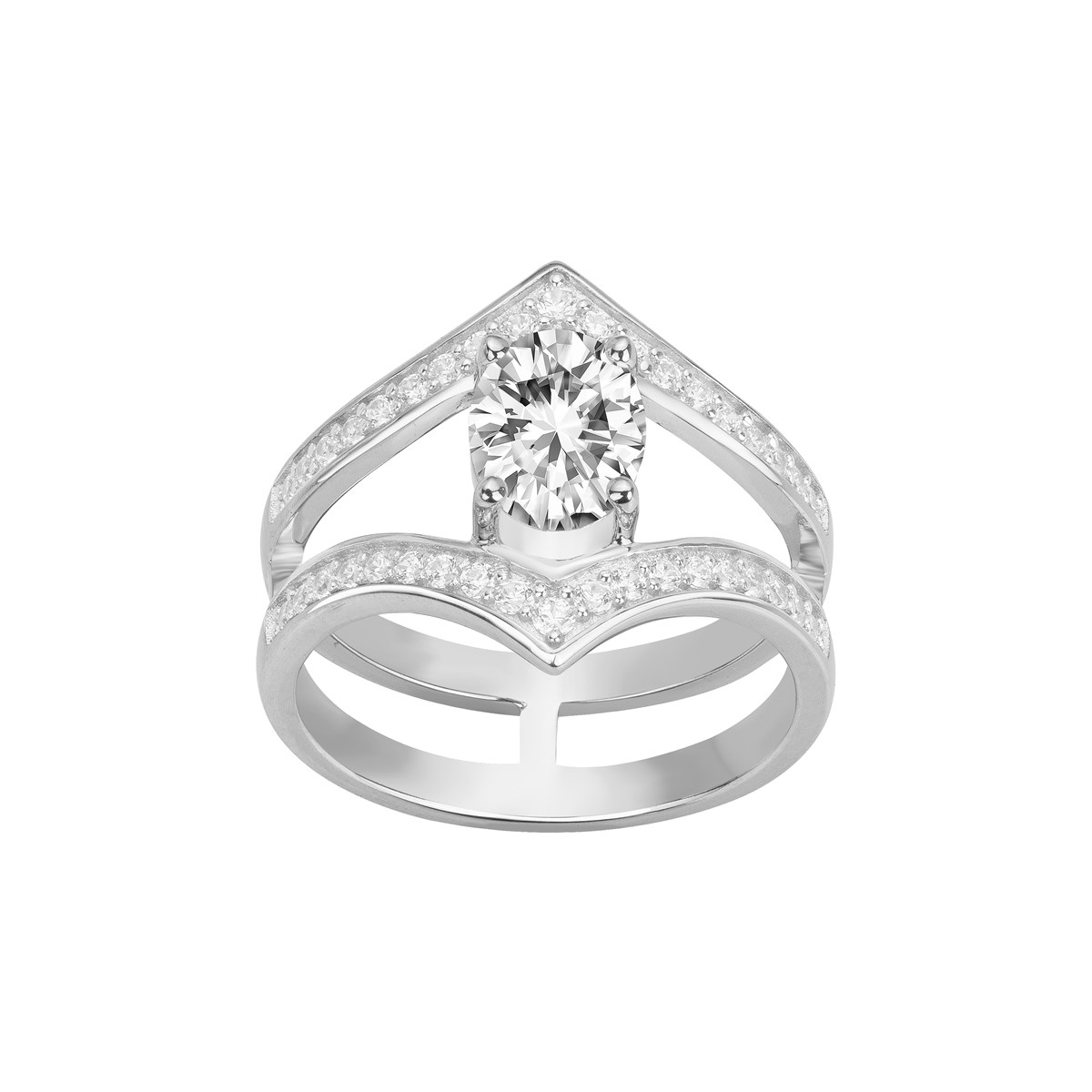 Bague en Argent avec oxyde de zirconium blanc