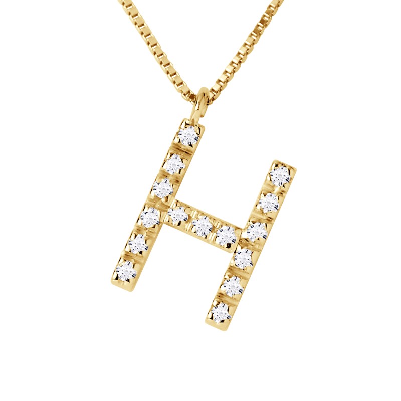 Collier ALPHABET Diamants 0,07 Cts  LETTRE 
