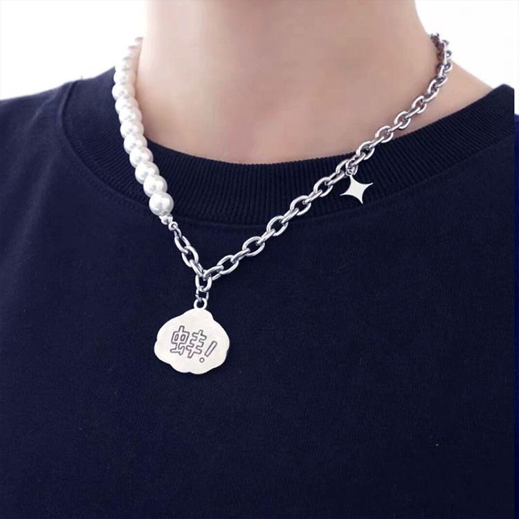 Malikasa - Cartoon Tag Hanger Asymmetrische Kralenketting