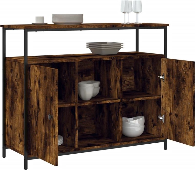 vidaXL - Dressoir - Gerookt Eikenkleurig - Bewerkt Hout