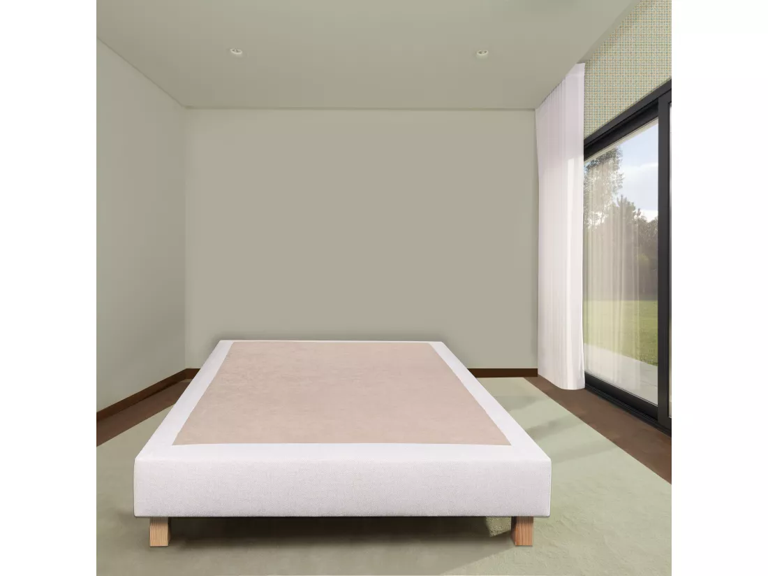 Sommier tapissier 140x190, beige, Gamme Prestige Hôtel, bois massif + pieds offerts
