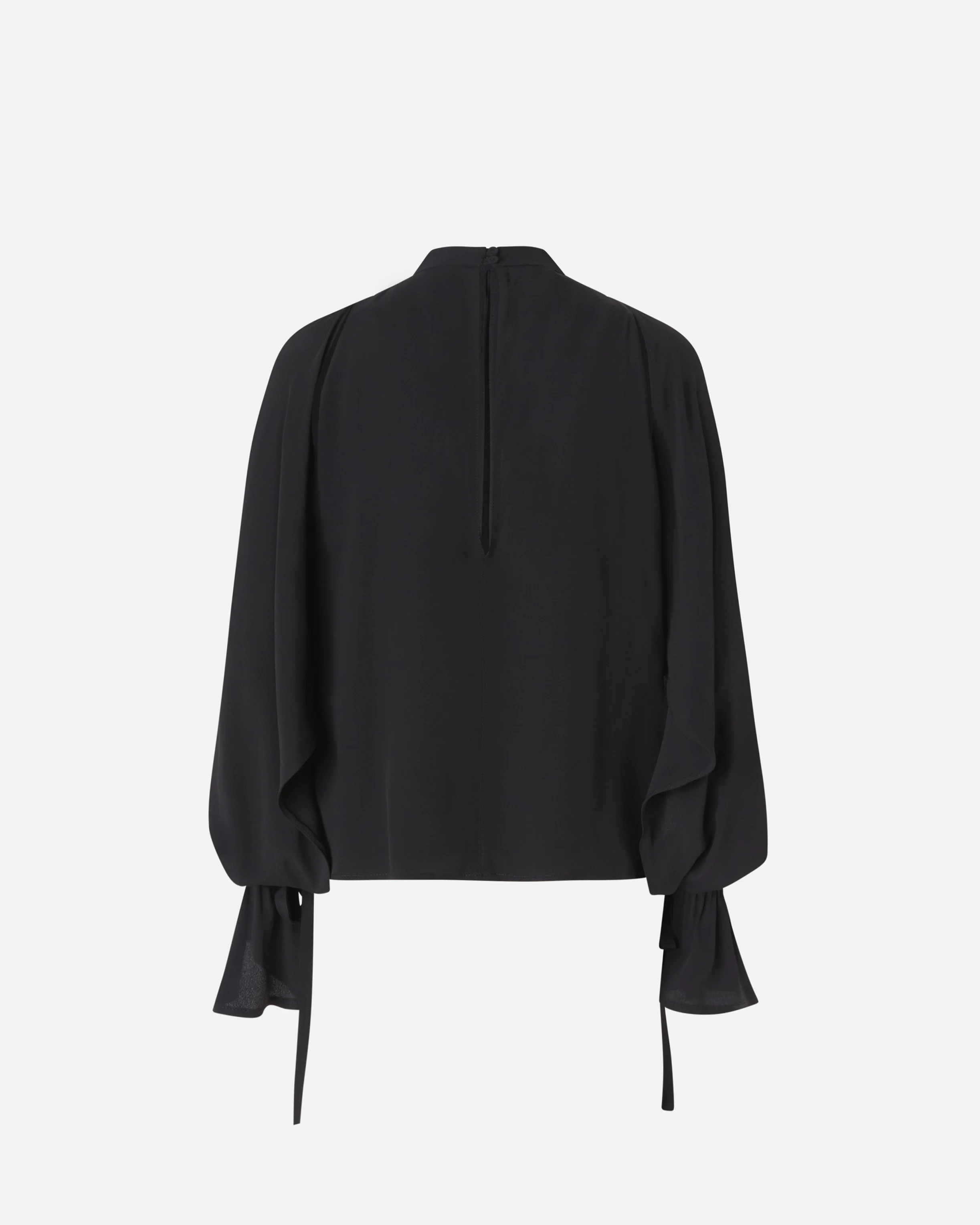 Blouse mélangée à manches volantées | Noir