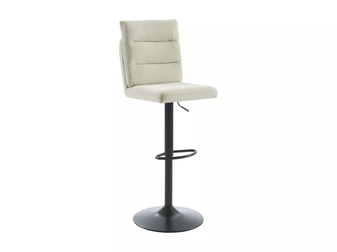 Lot de 2 tabourets de bar en tissu et métal noir - Hauteur réglable - Beige - NORIEL