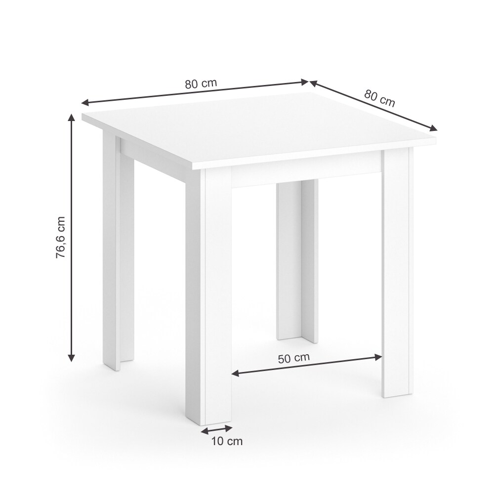VICCO Esstisch KARLOS Esszimmertisch 80cm Weiß Wohnzimmer Küchentisch Tisch
