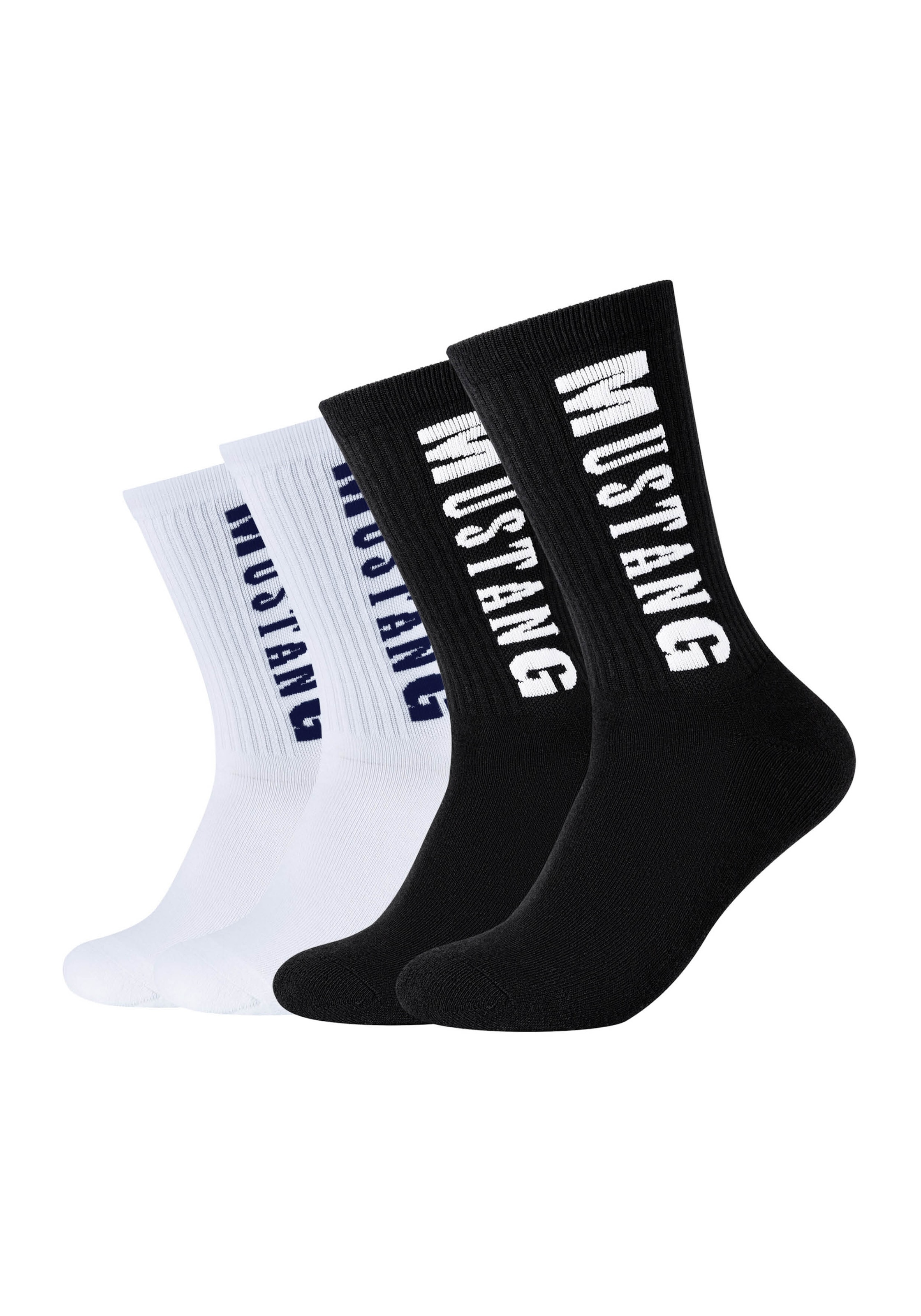 MUSTANG Socken »casual« 4 Paar, 4 Paar tlg. weicher Komfortbund, atmungsaktiv