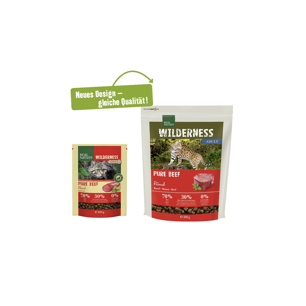 REAL NATURE WILDERNESS Trockenfutter Katze, Adult, Pure Beef, 300 g
