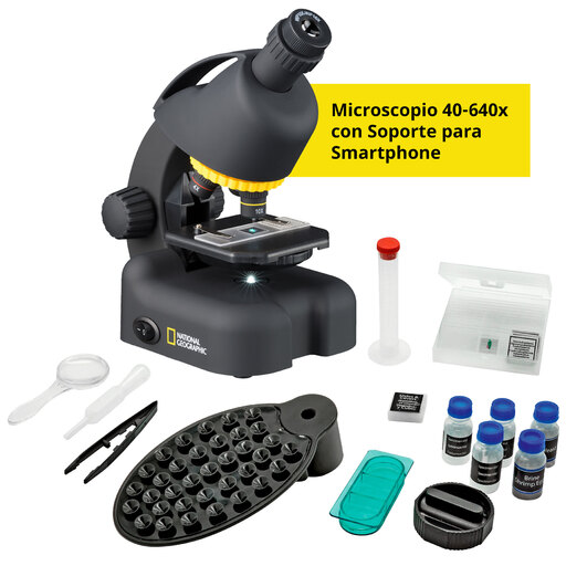 Conjunto de telescópio e microscópio infantil da National Geographic com acessórios.