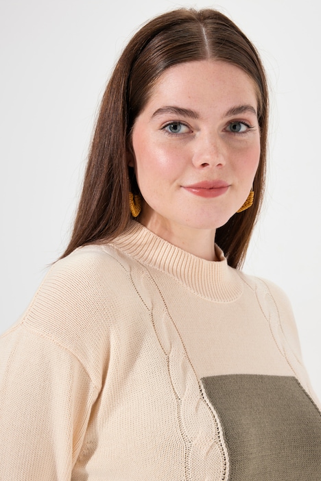 Pullover, Colorblocking, Stehkragen, Langarm, Biobaumwolle