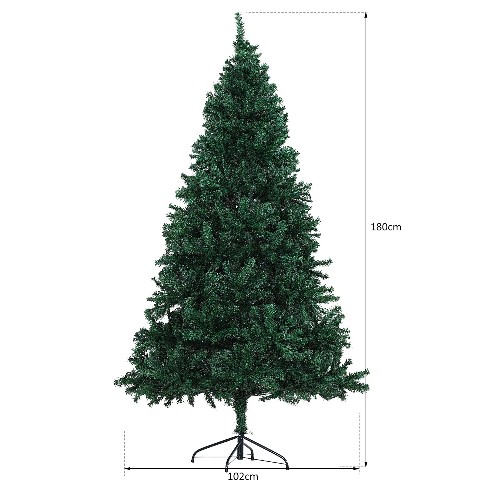 HOMCOM Künstlicher Weihnachtsbaum mit 1000 Spitzen und Standfuß grün 102 x 180 cm (ØxH)