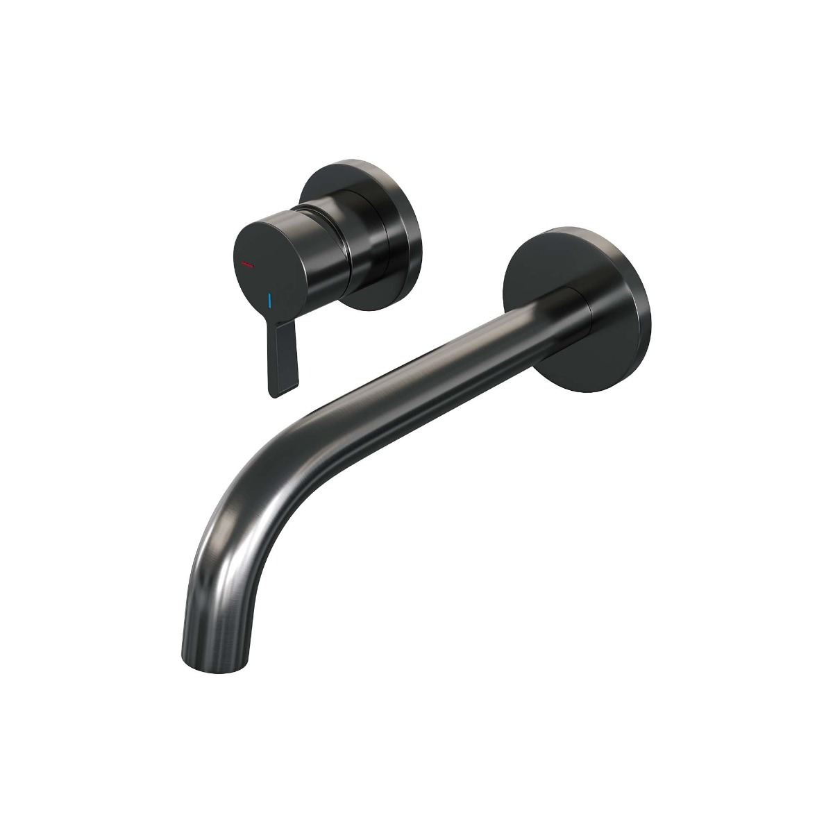 Brauer Gunmetal Edition ColdStart wastafelkraan inbouw gebogen uitloop en rozetten model E2 gunmetal geborsteld PVD