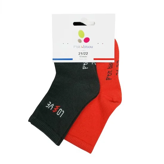 Lot 2 paires de chaussettes   Rouge        de               P'tit bisou