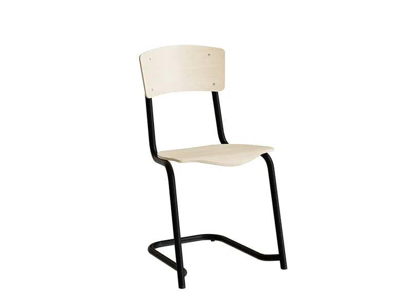 Stol Mia 190 birk laminat med hvide ben, siddehøjde 440 mm
