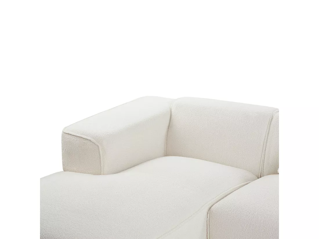 Canapé angle à gauche en tissu bouclé blanc cassé DOLVA