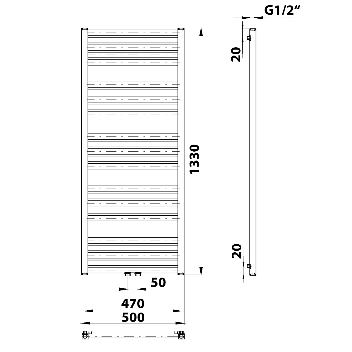 Sapho Grunt radiator 133x50cm 611W wit
