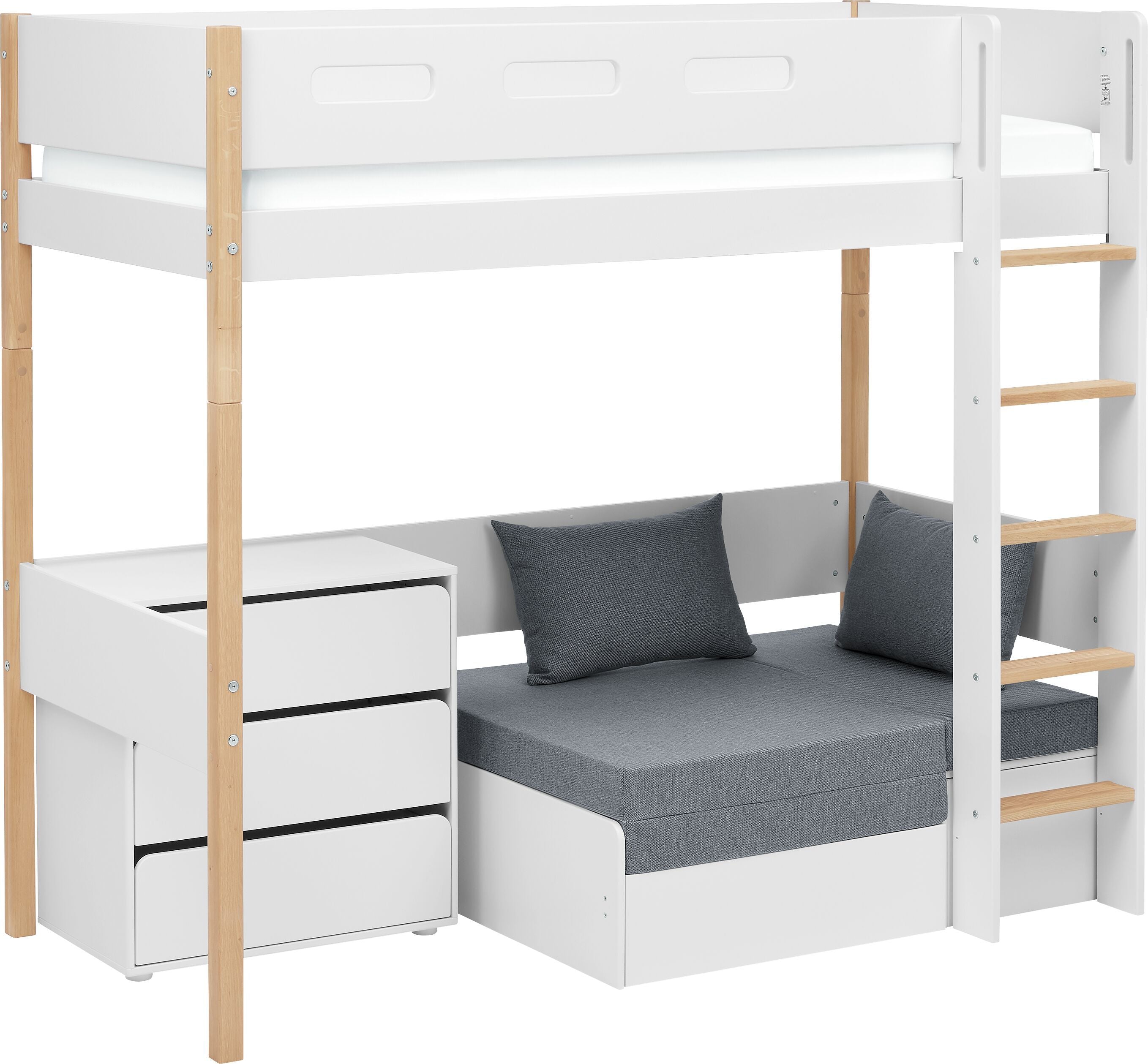 Flexa NOR Hochbett - Weiss / B: 109.0 cm x T: 210.0 cm x H: 185.0 cm