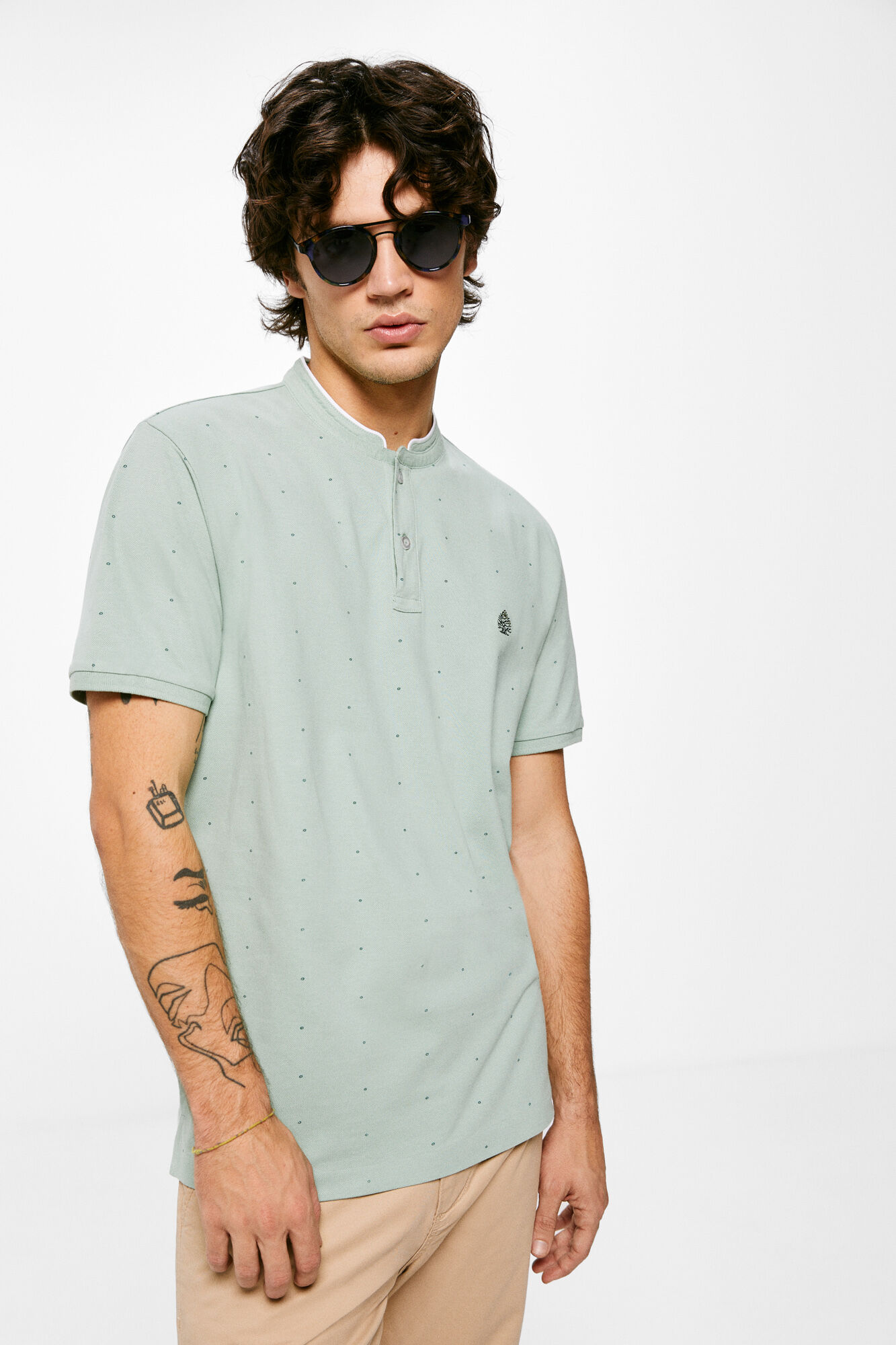 Camisa polo slim com estampa total - verde