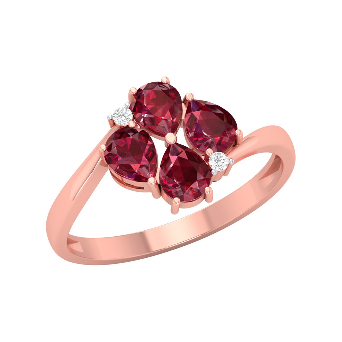 Bague ADEN Or 585 Rose Rubis et diamants 1.87grs