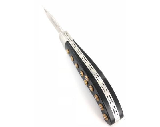 Couteau Basque Yatagan 12 cm - Ebène - Guilloché - rosettes apparentes Couteau de Poche PassionFrance