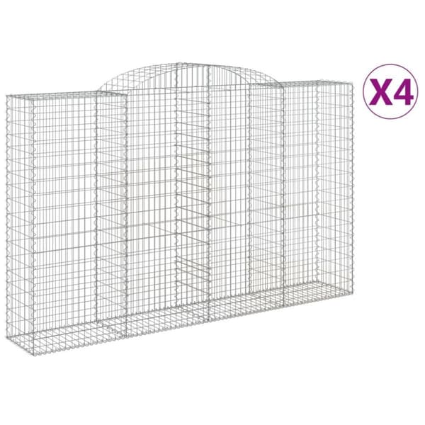 vidaXL Gabionkurver buede 4 stk 300x50x180/200 cm galvanisert jern