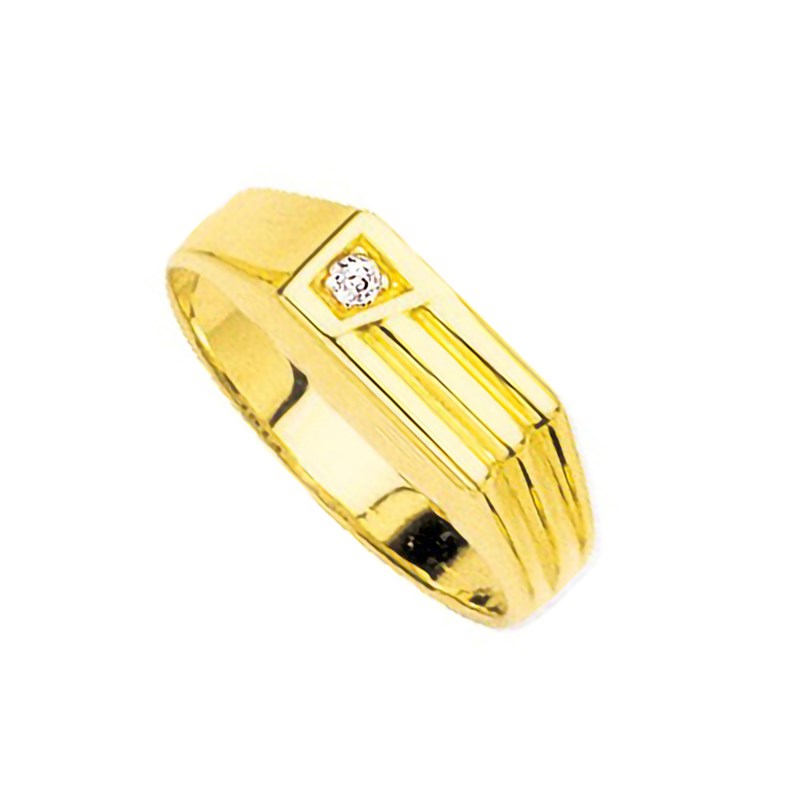 Chevalière Homme - Or 18 Carats - Diamant 0,02 Carats
