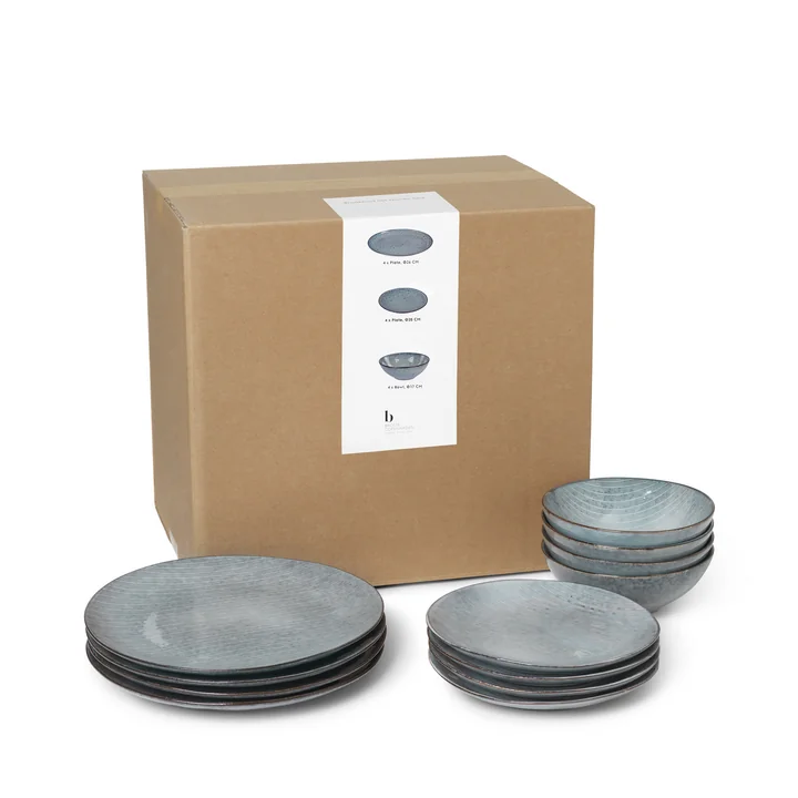Broste Copenhagen - Nordic Sea Lunch-Set, soft blue (12-tlg.)