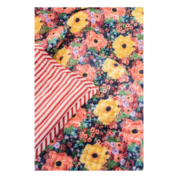 Lucas du Tertre Plaid quilté réversible Helen Flower | Noir