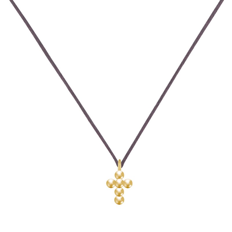 Collier Lien Plaqué Or Petite Croix de Billes