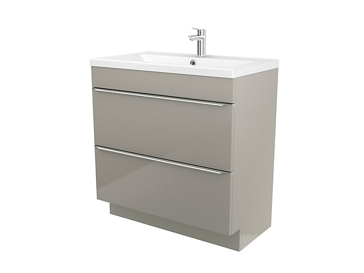 Meuble sous vasque à poser GoodHome Imandra taupe 80 cm + plan vasque Nira