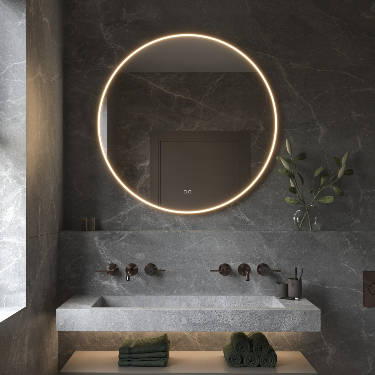 Hipp Design 013 Phantom spiegel brons met verlichting en verwarming 100x100cm