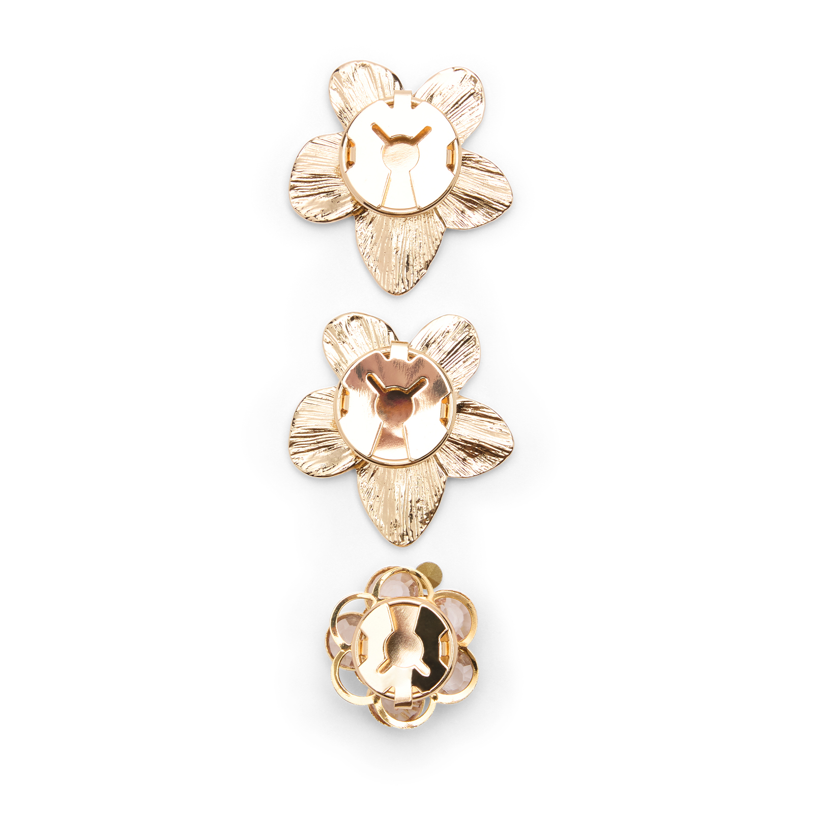 3-Pack goudkleurige bloemen buttons