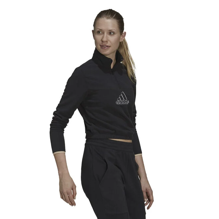 adidas Brand Love Polar Fleece Embroidered Logo Half-Zip sweatshirt Sort