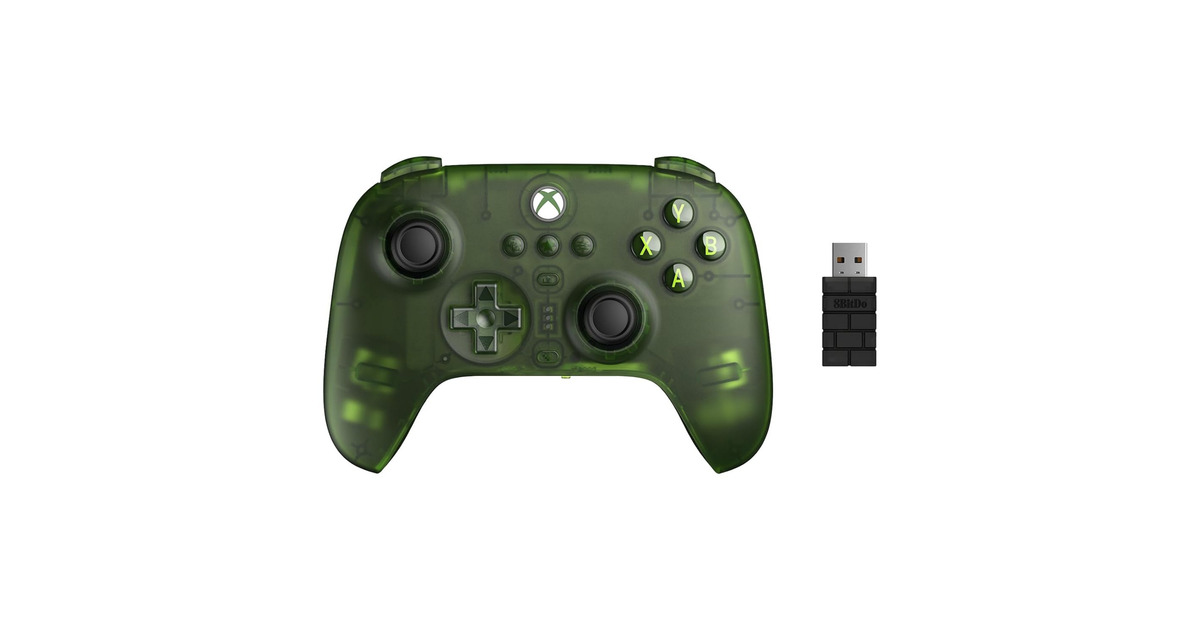 8BitDoUltimate 3-mode controller voor Xbox  (Groen/transparant, Xbox Series X|S, Xbox One, Pc, Bluetooth / USB-C / 2.4 GHz)