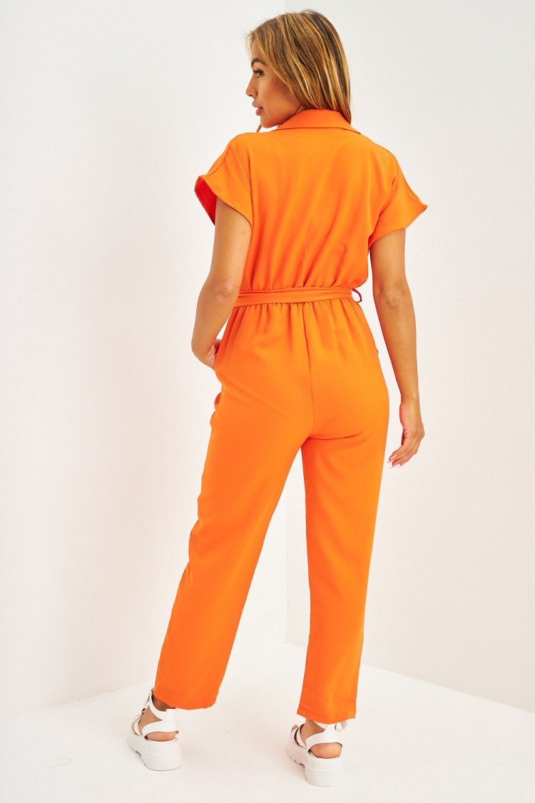 Combi-pantalon ceinturée orange