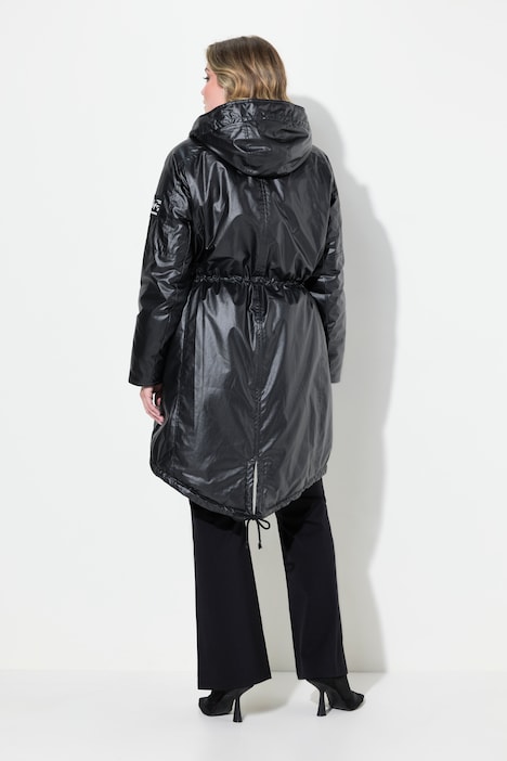 Jacke, A-Linie, farbiges Futter, Kapuze