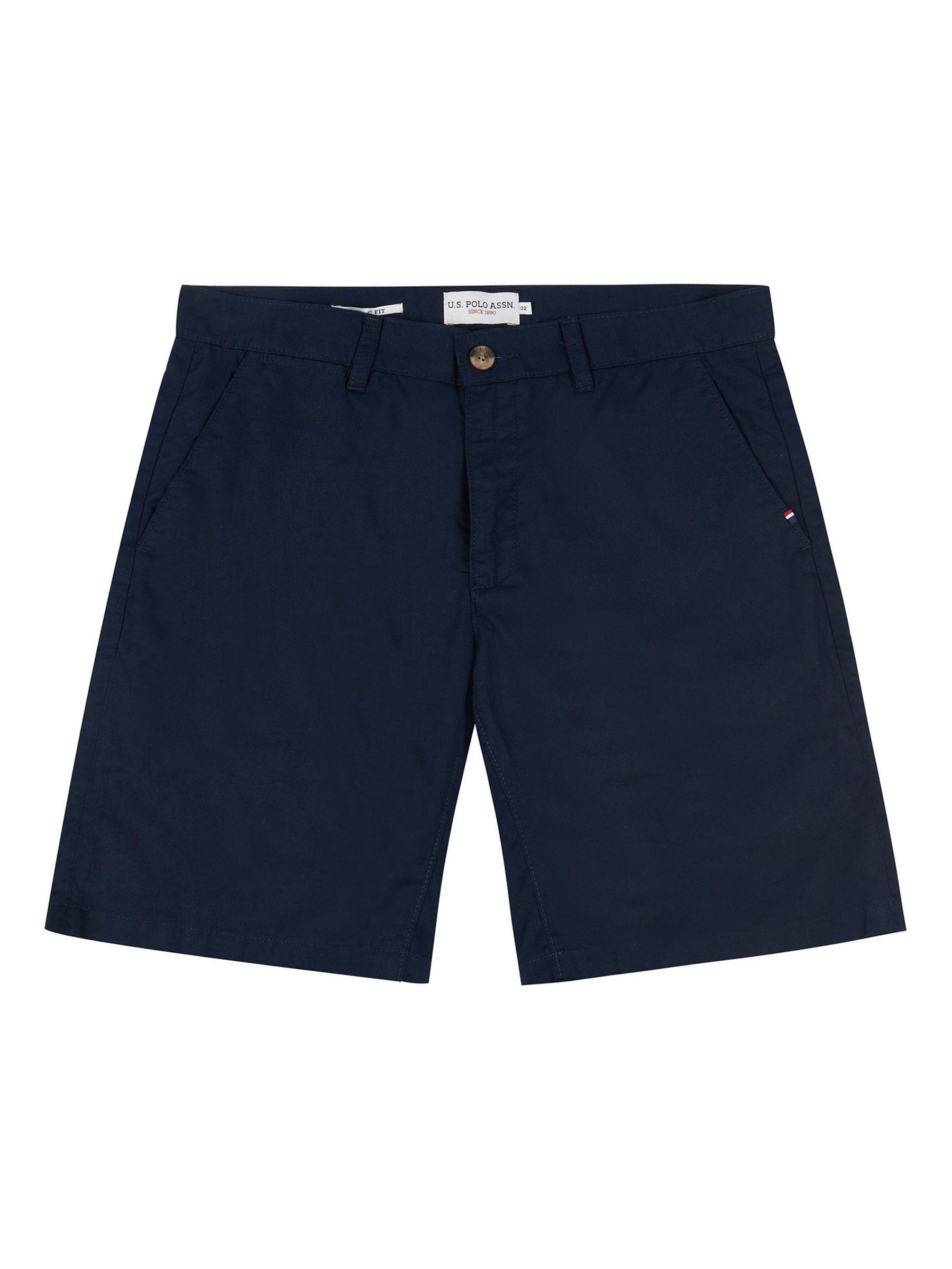 Blauw - U.s. Polo Assn. - Herenchino van linnenmix