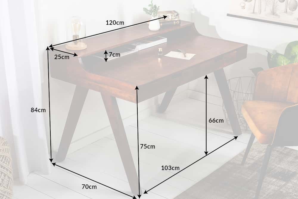 Massiver Sekretär MONSOON 120cm Akazie Schreibtisch Markant Finish