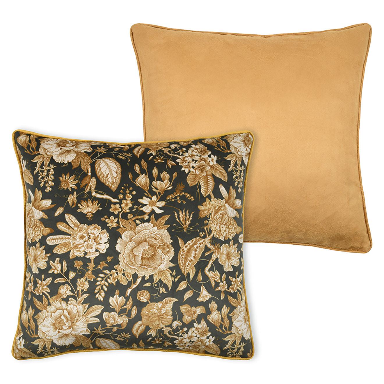 Stof Coussin Pivoine Solveig kaki - 45x45 cm