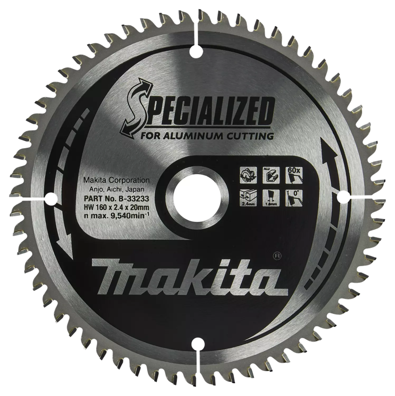 Makita B-33233 Cirkelzaagblad - Aluminium - Specialized - 160x20x2,4mm - 60T