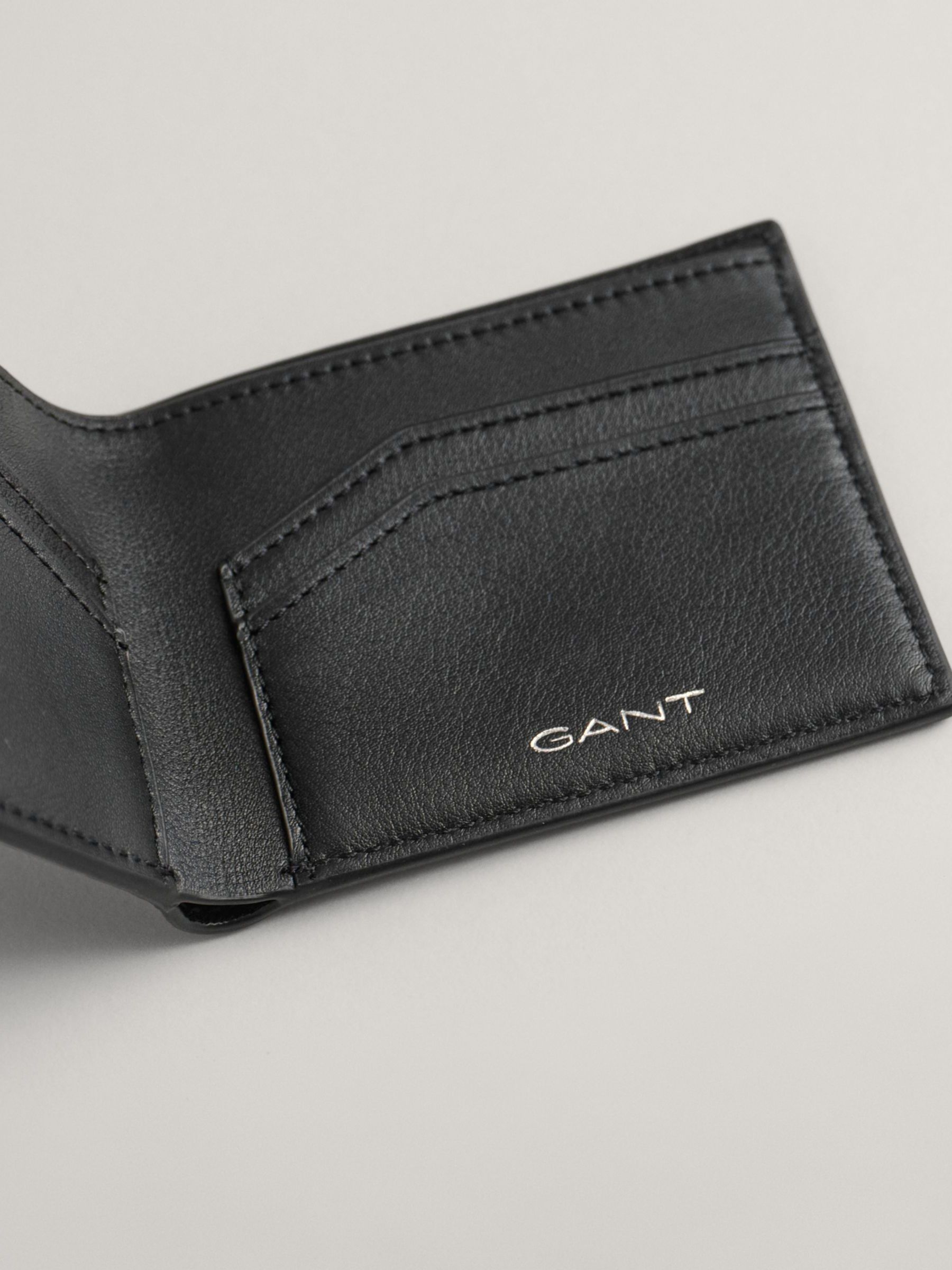 Zwart - GANT leren bifold-portemonnee