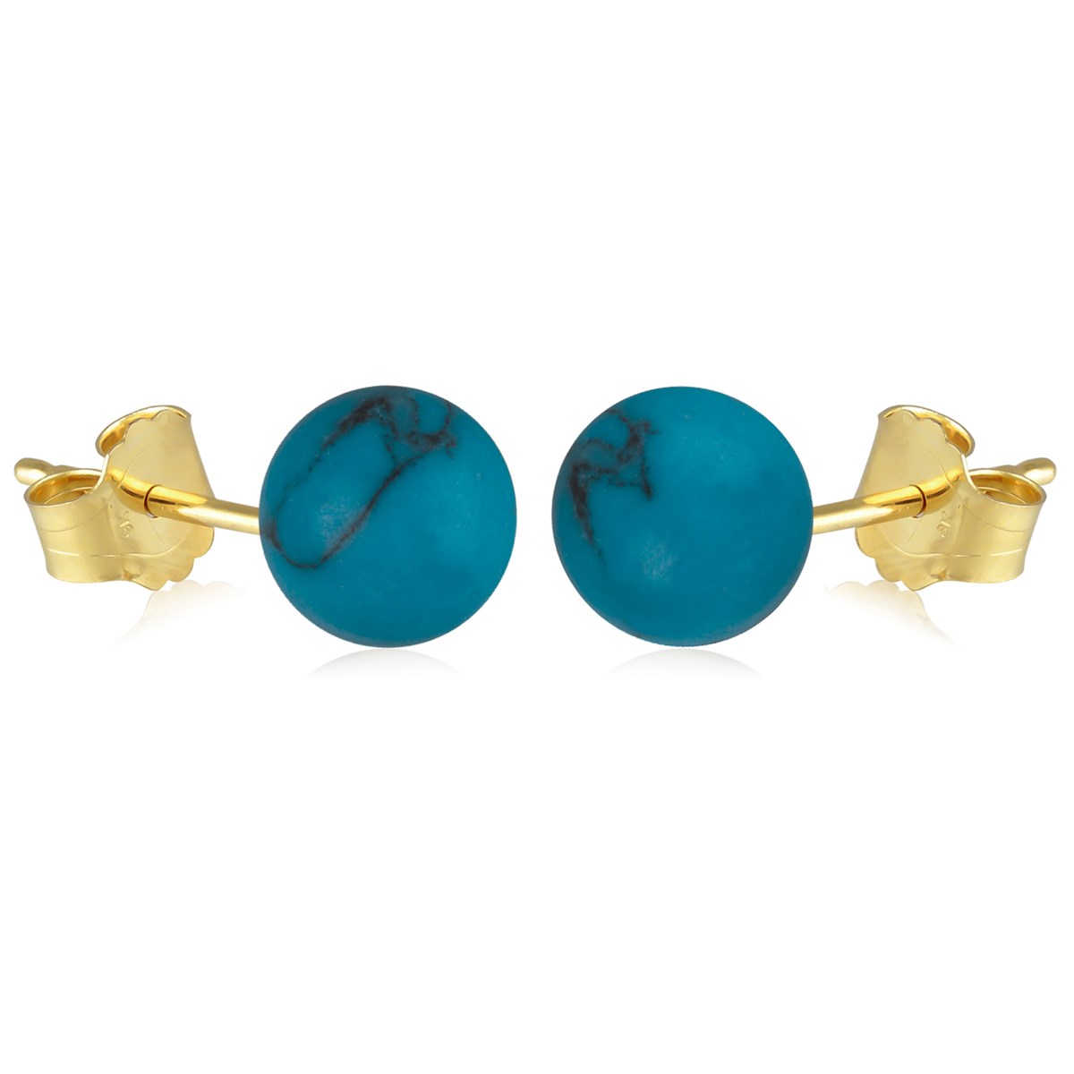 Boucles d'oreille plaqué or boule turquoise 8MM