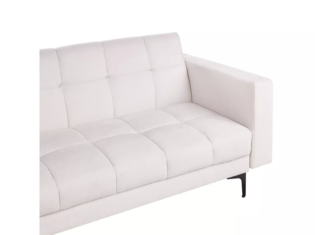 Canapé-lit 5 places en tissu en forme de U blanc cassé ALNES