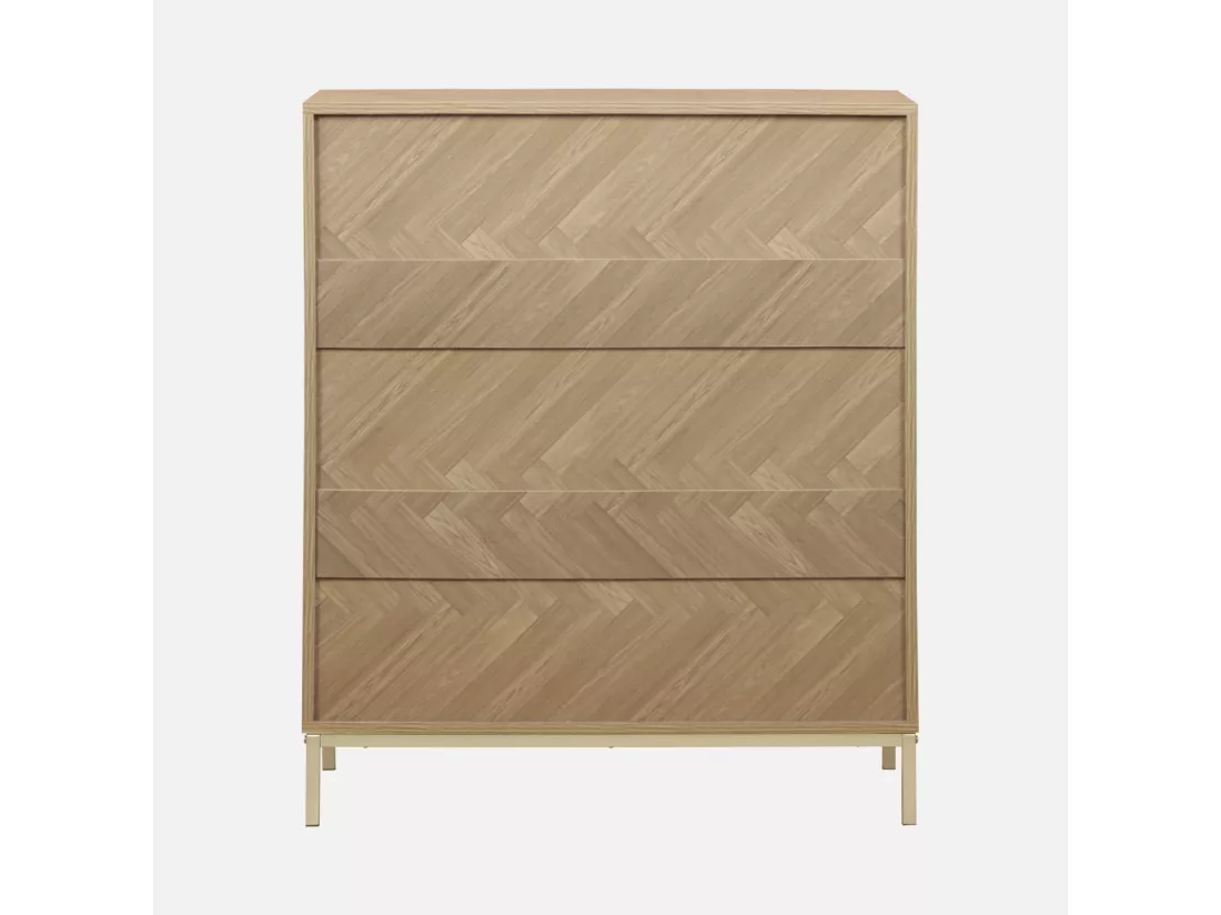 Commode Budapest. quatre tiroirs. décor chevrons L 80 x l 40 x H 95cm