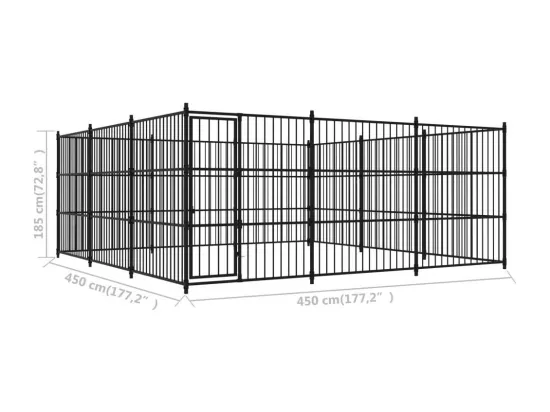 Chenil extérieur cage enclos 450 x 450 x 185 cm 02_0000357