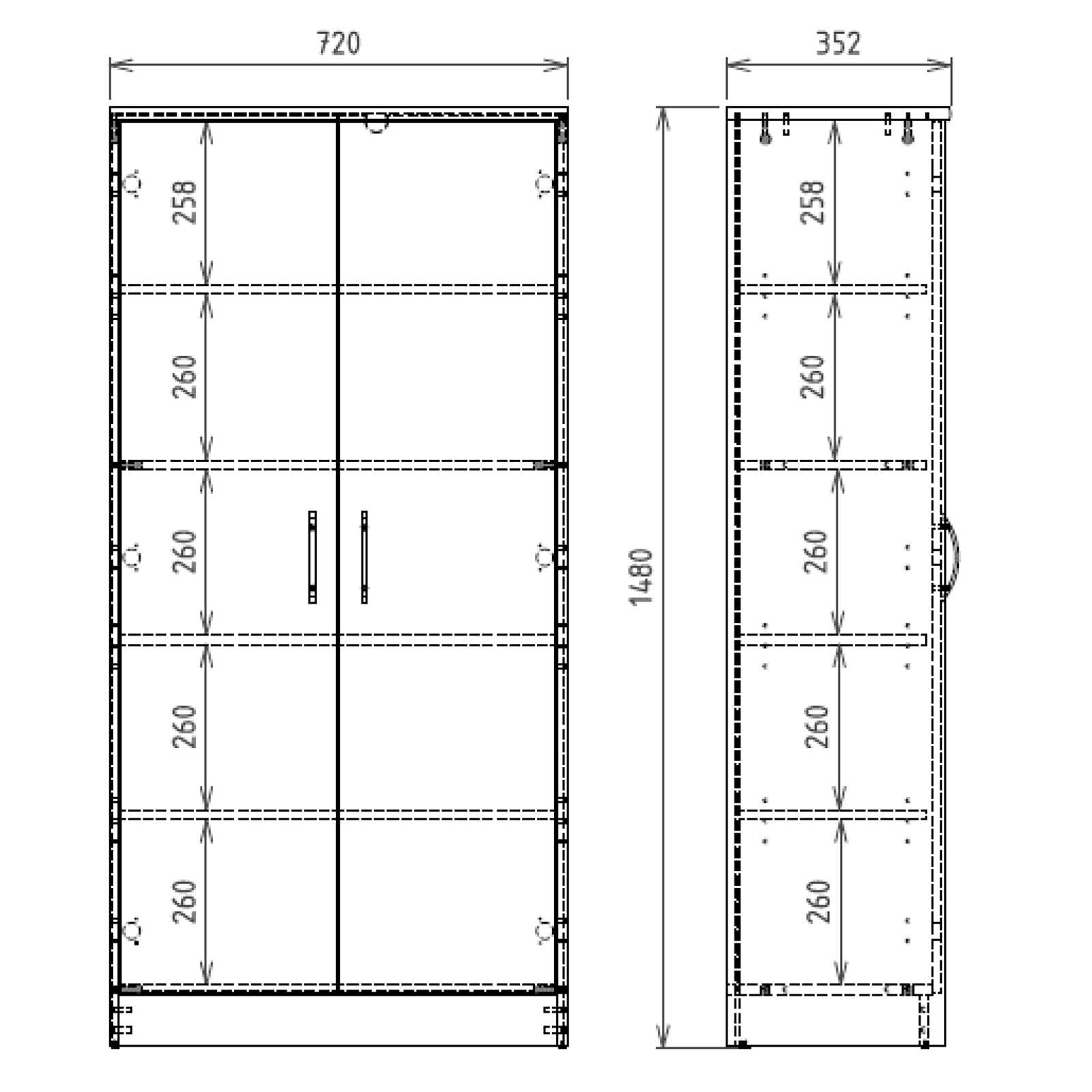 Schrank - weiß - 148 cm hoch